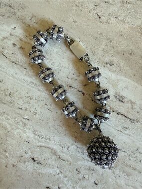 Vintage Etruscan Style .925 Silver Charm Bracelet Mexico